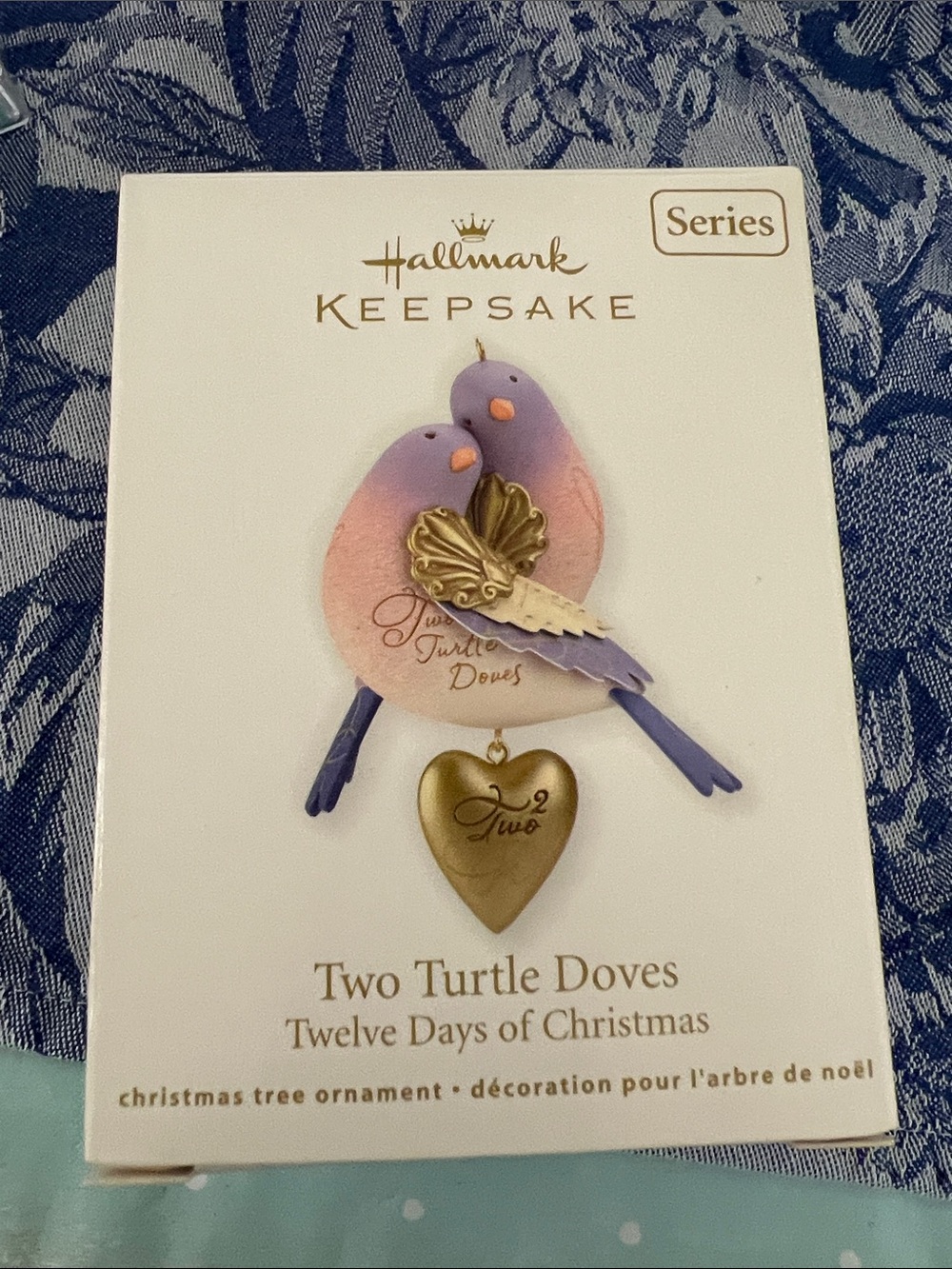 Hallmark Pink and Purple Two Turtle Doves Ornament